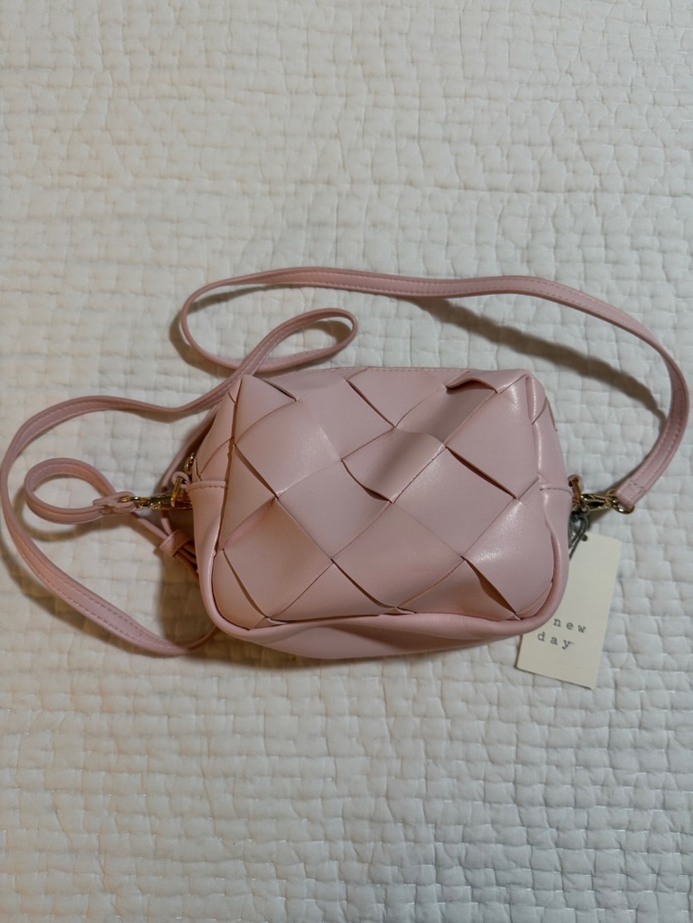 A New Day Blush Pink Woven Crossbody Bag